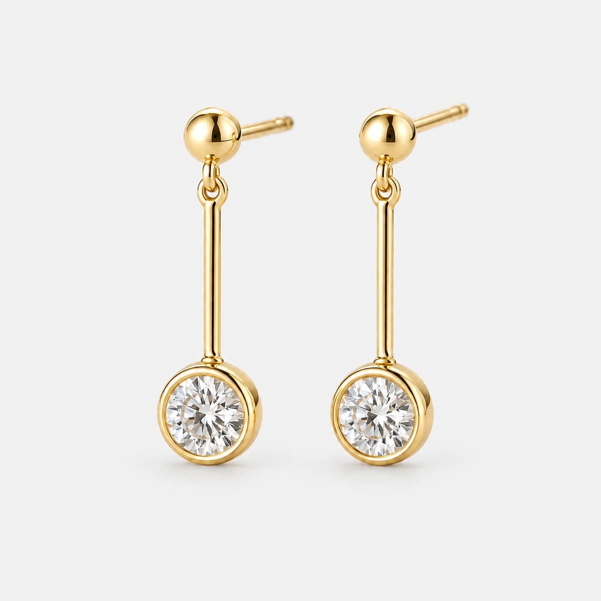 Bezel Solitaire Drops, 18k Solid Gold — close-up detail