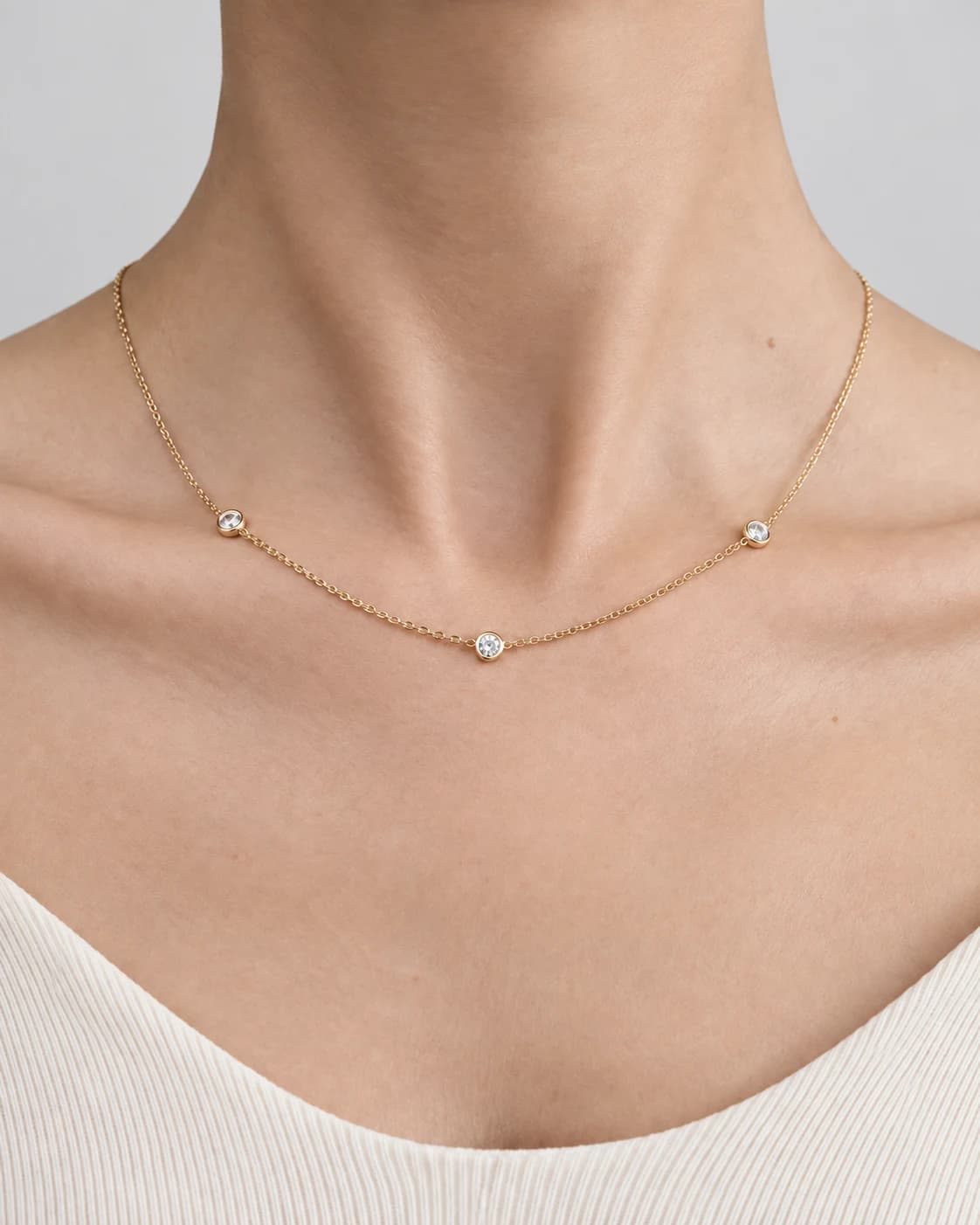 Bezel Sapphire Choker, 18k Solid Gold — worn on a model