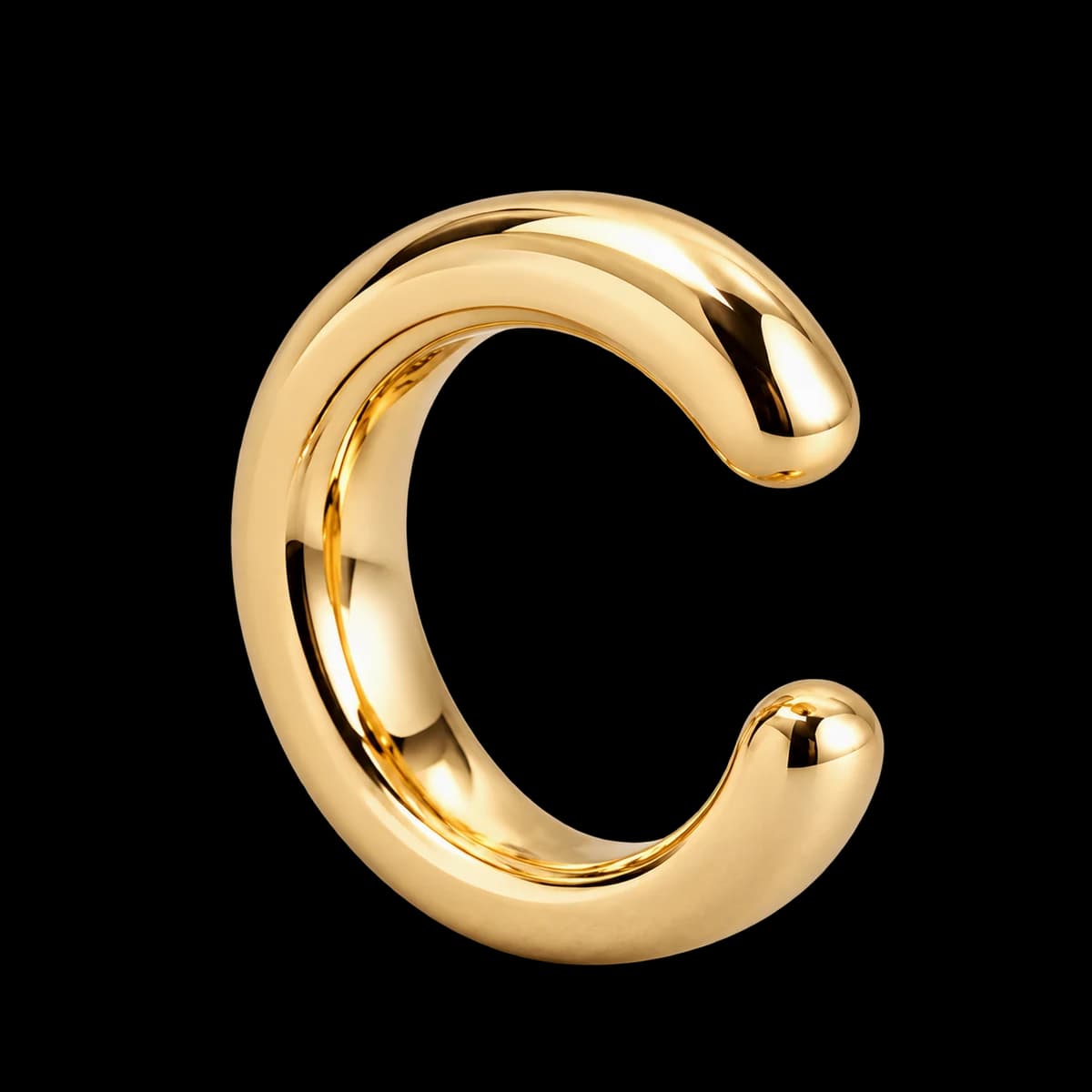 Cantilever Ear Cuff, 14k Solid Gold — close-up detail