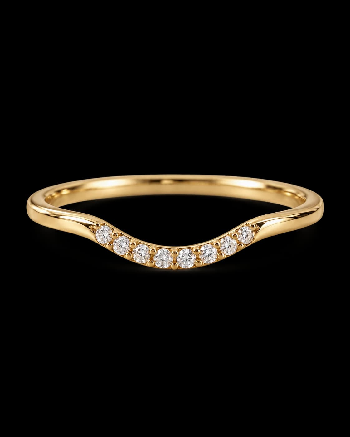 Contour Pavé Ring, 14k Solid Gold — close-up detail