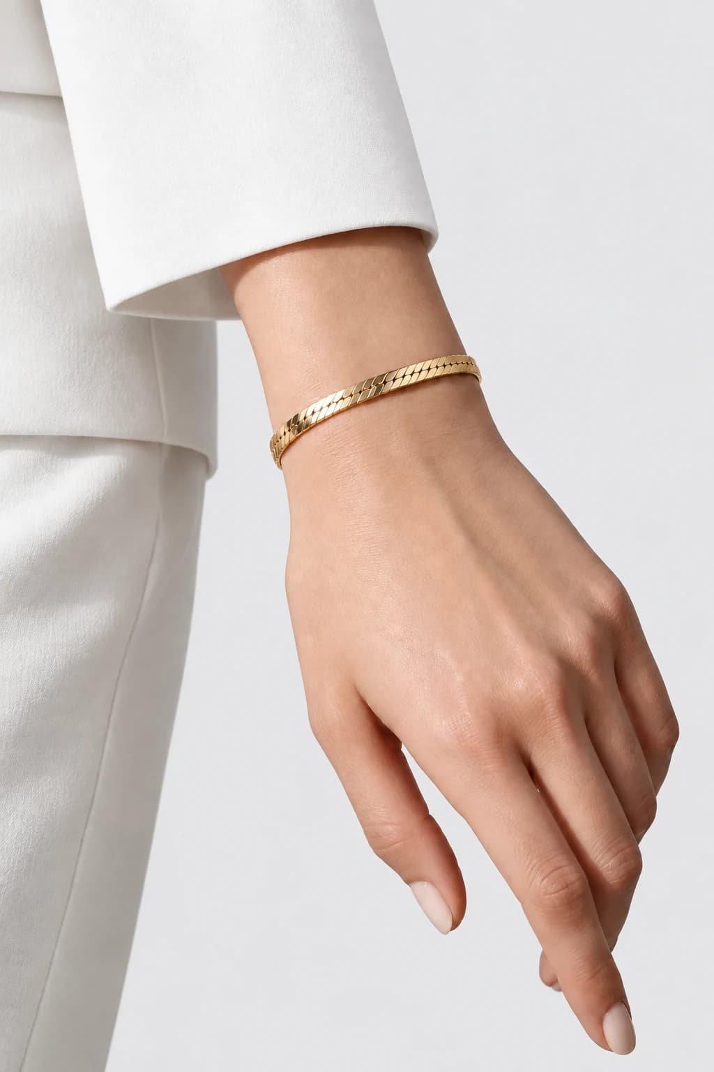 Herringbone Silk Bracelet, 18k Gold Vermeil — worn on a model