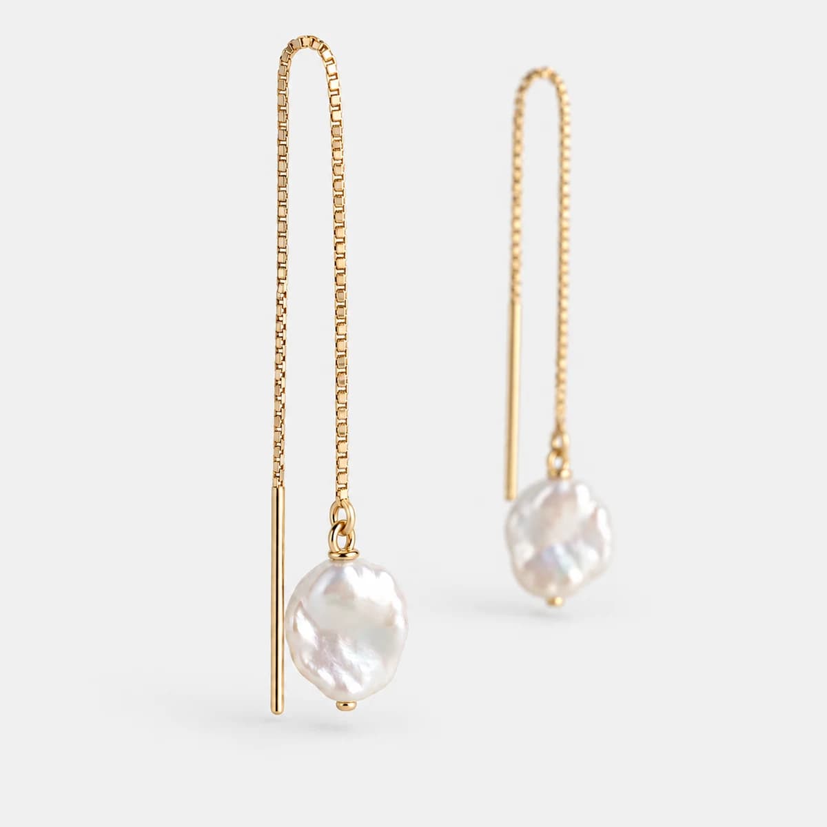 Keshi Pearl Threaders, 18k Gold Vermeil — close-up detail