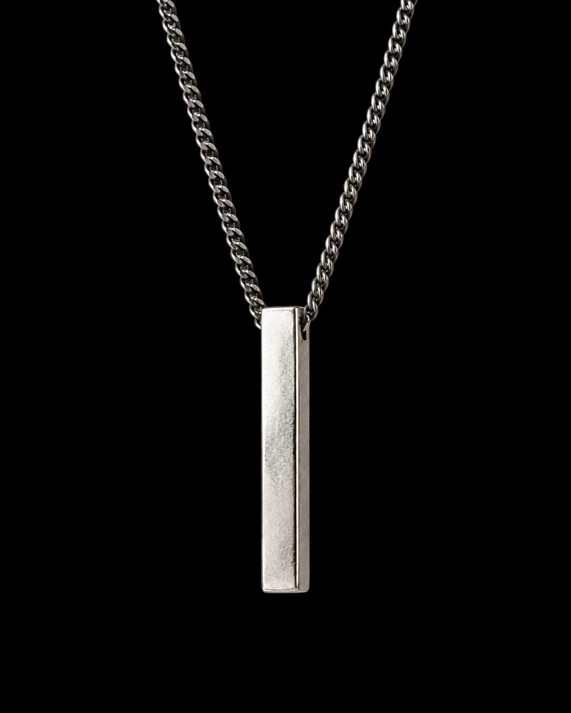 Monolith Bar Pendant, Sterling Silver — close-up detail