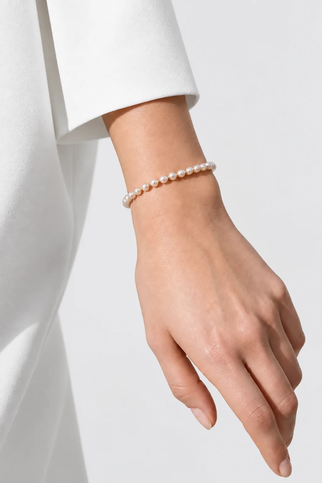 Freshwater Pearl Cord, 14k Solid Gold — worn on a model