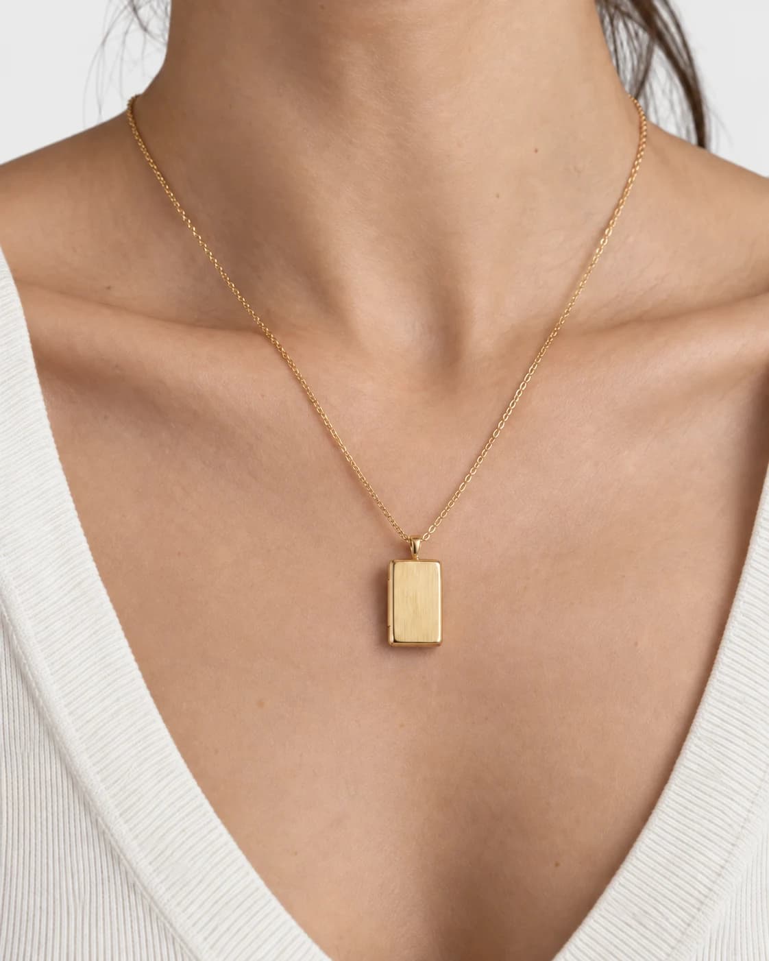 Planar Locket, 18k Gold Vermeil — worn on a model