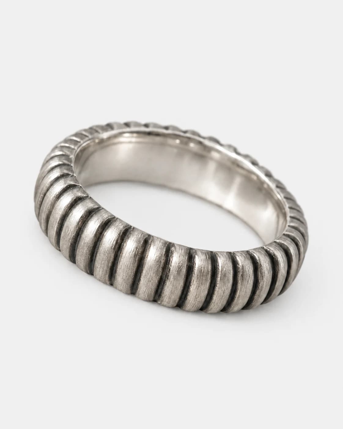Ribbed Eternity Band, Sterling Silver — close-up detail