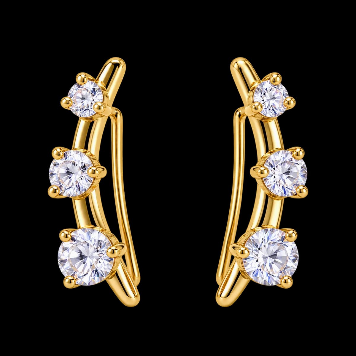 Trio Sapphire Climbers, 18k Solid Gold — close-up detail