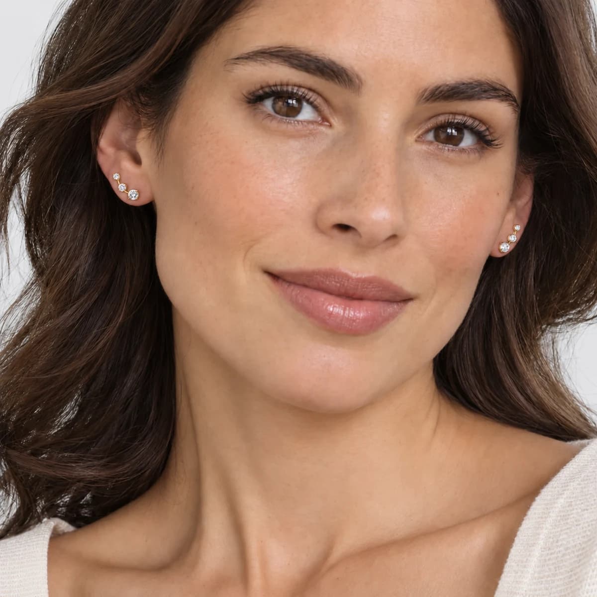 Trio Sapphire Climbers, 18k Solid Gold — worn on a model