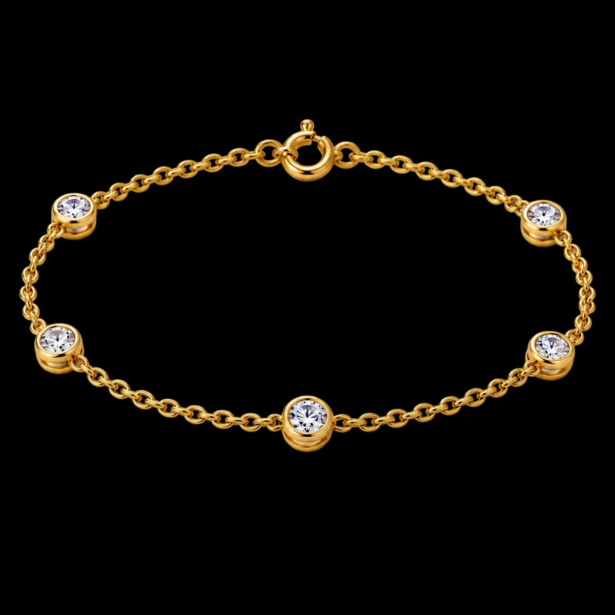 Sapphire Station Bracelet, 18k Solid Gold — close-up detail