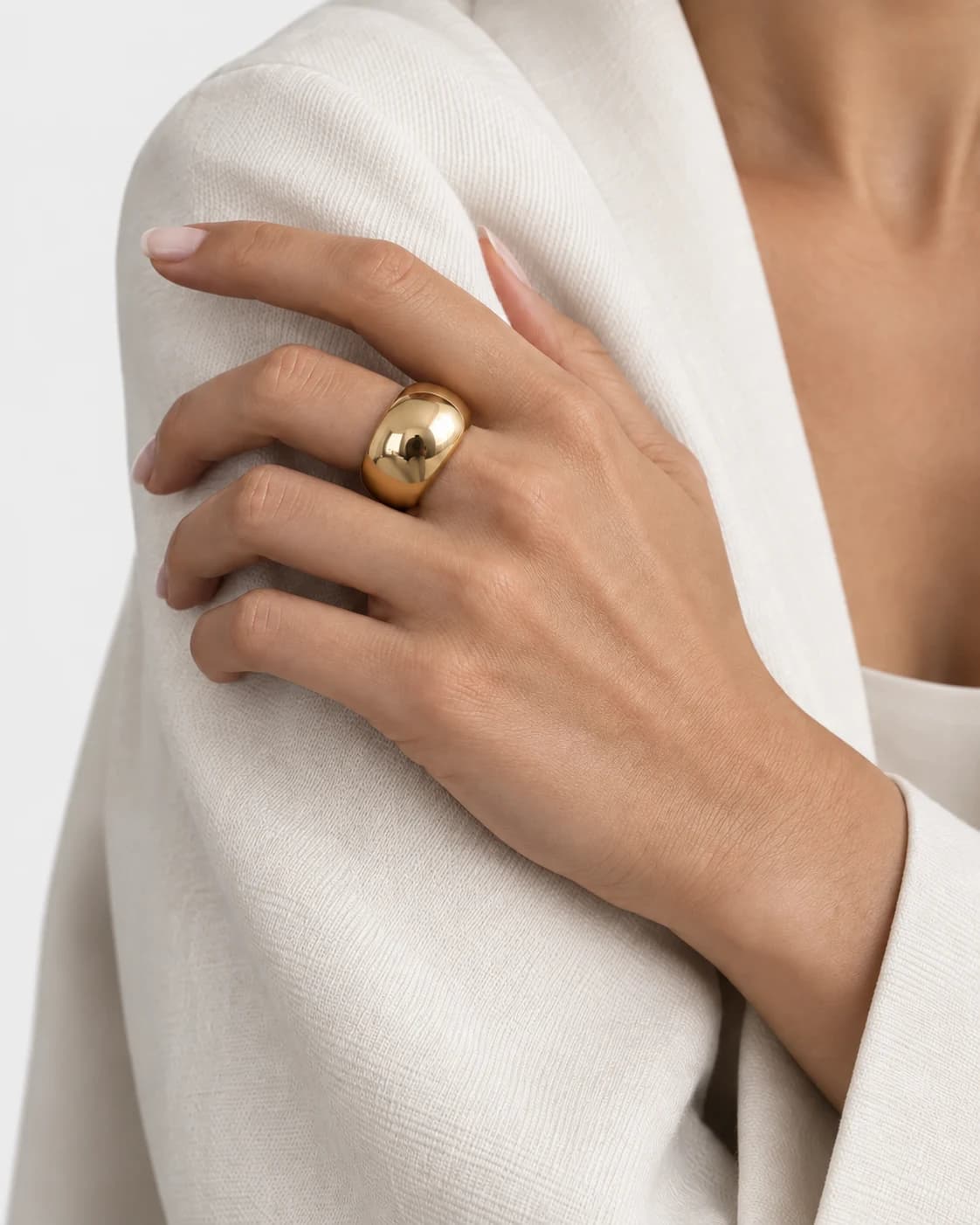 Sculpted Dome Ring, 18k Gold Vermeil — worn on a model