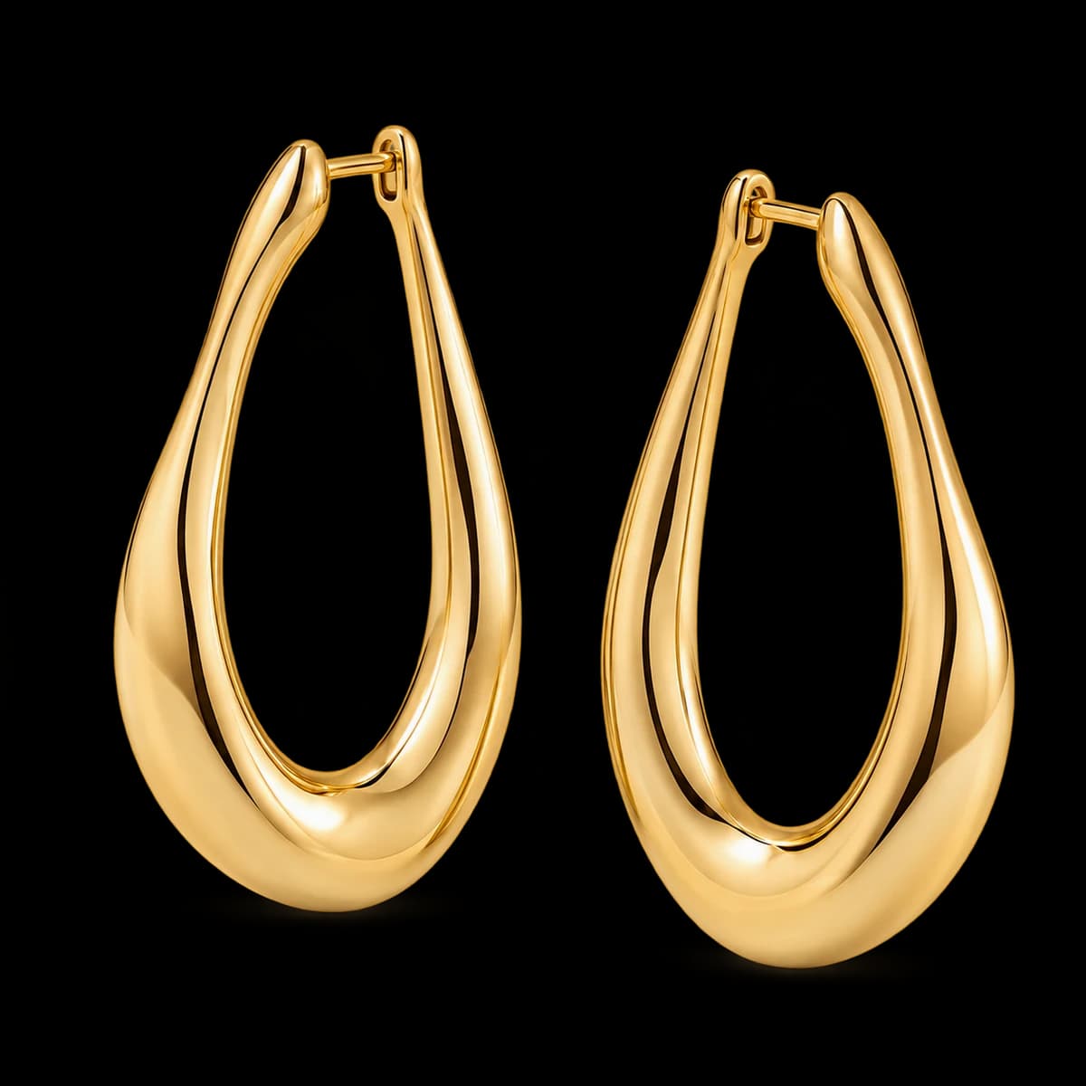 Sculptural Oval Drops, 18k Solid Gold — studio view