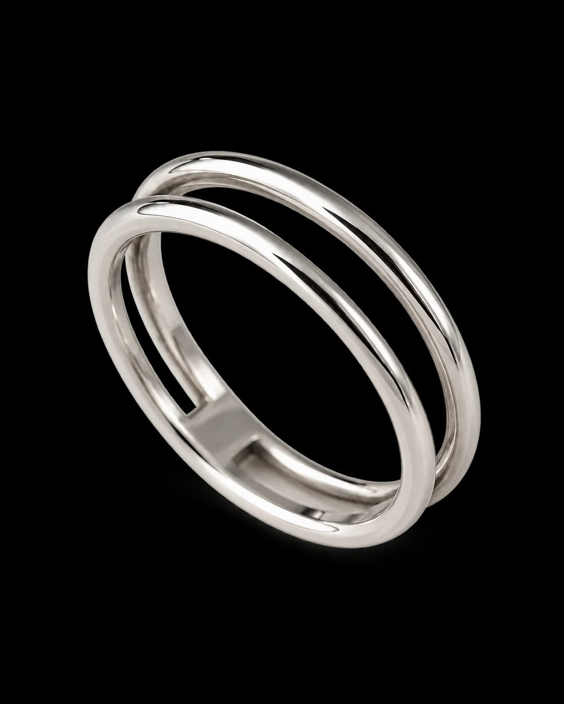 Split Gauge Ring, Sterling Silver — close-up detail