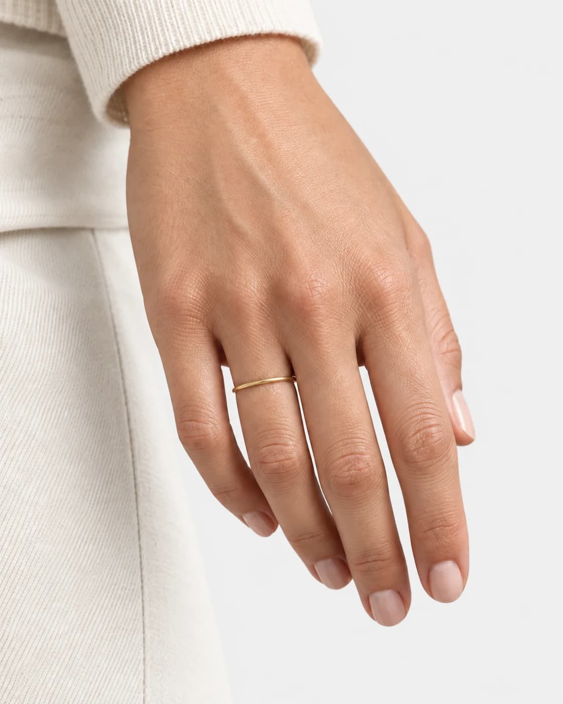 Thread Band, 18k Solid Gold — worn on a model