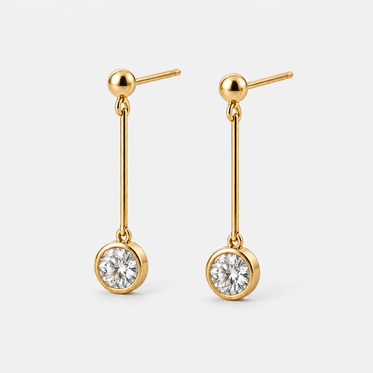 Bezel Solitaire Drops, 18k Solid Gold — studio view