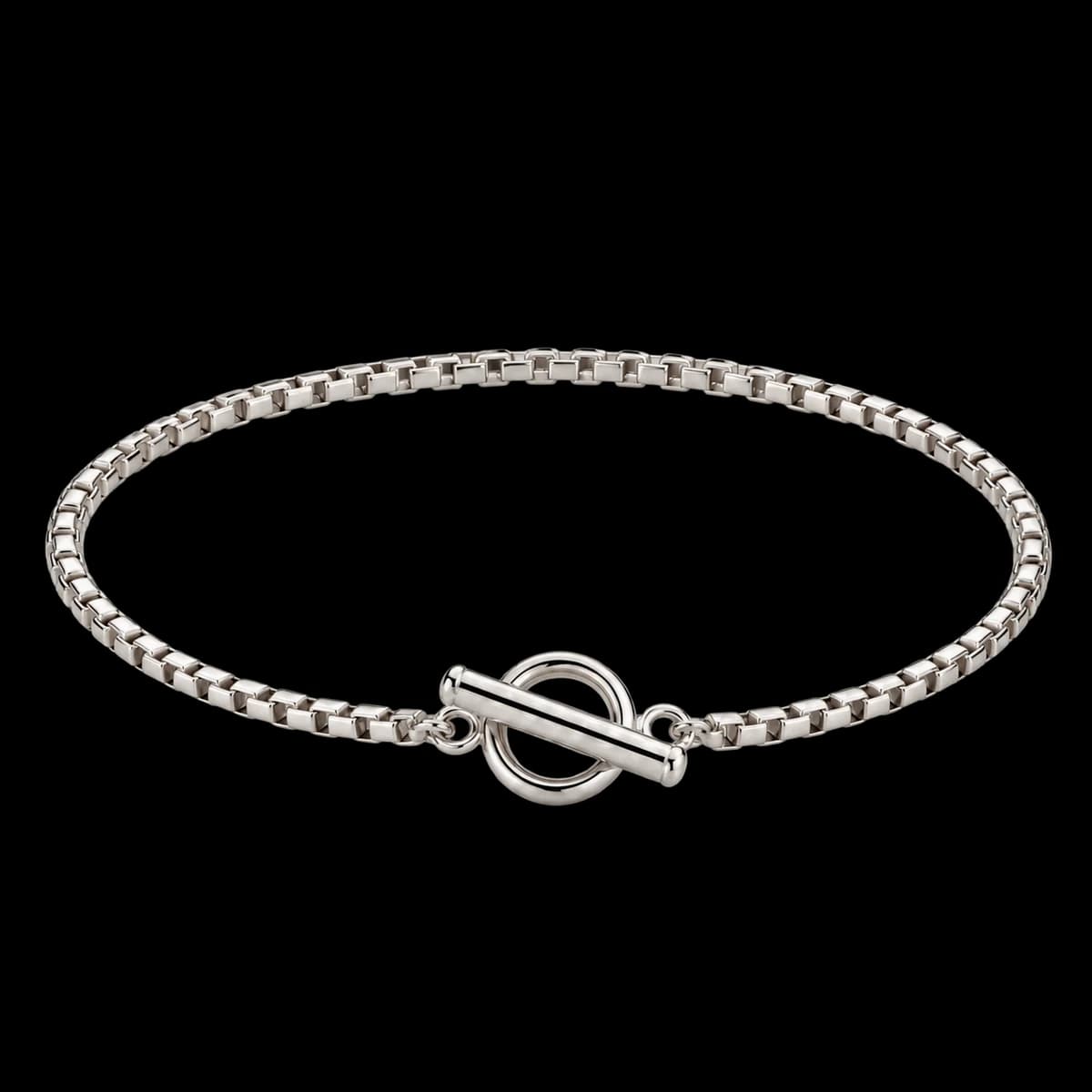 Fine Box Chain Bracelet, Sterling Silver — studio view