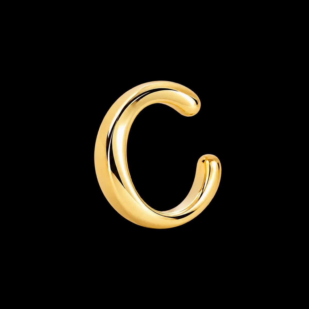 Cantilever Ear Cuff, 14k Solid Gold — studio view