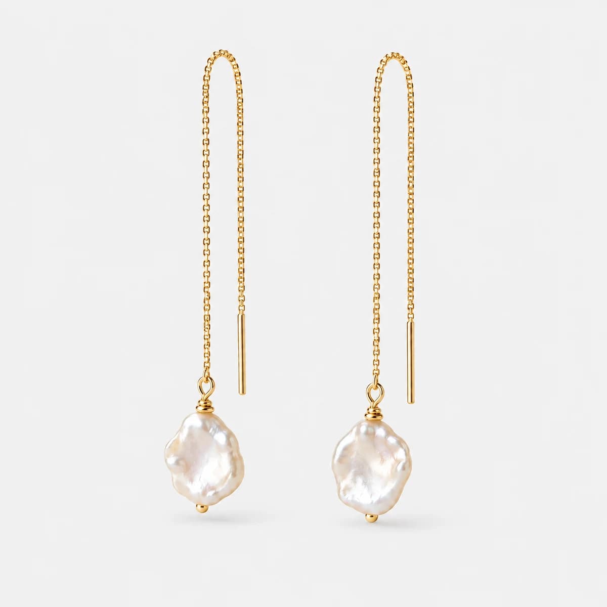 Keshi Pearl Threaders, 18k Gold Vermeil — studio view
