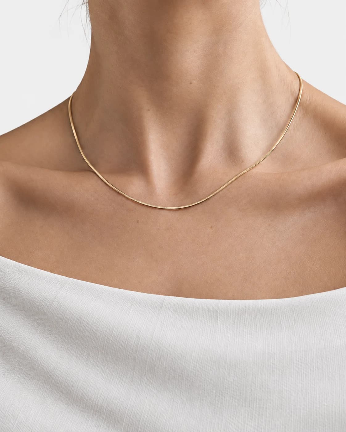 Liquid Serpentine Chain, 18k Solid Gold — worn on a model