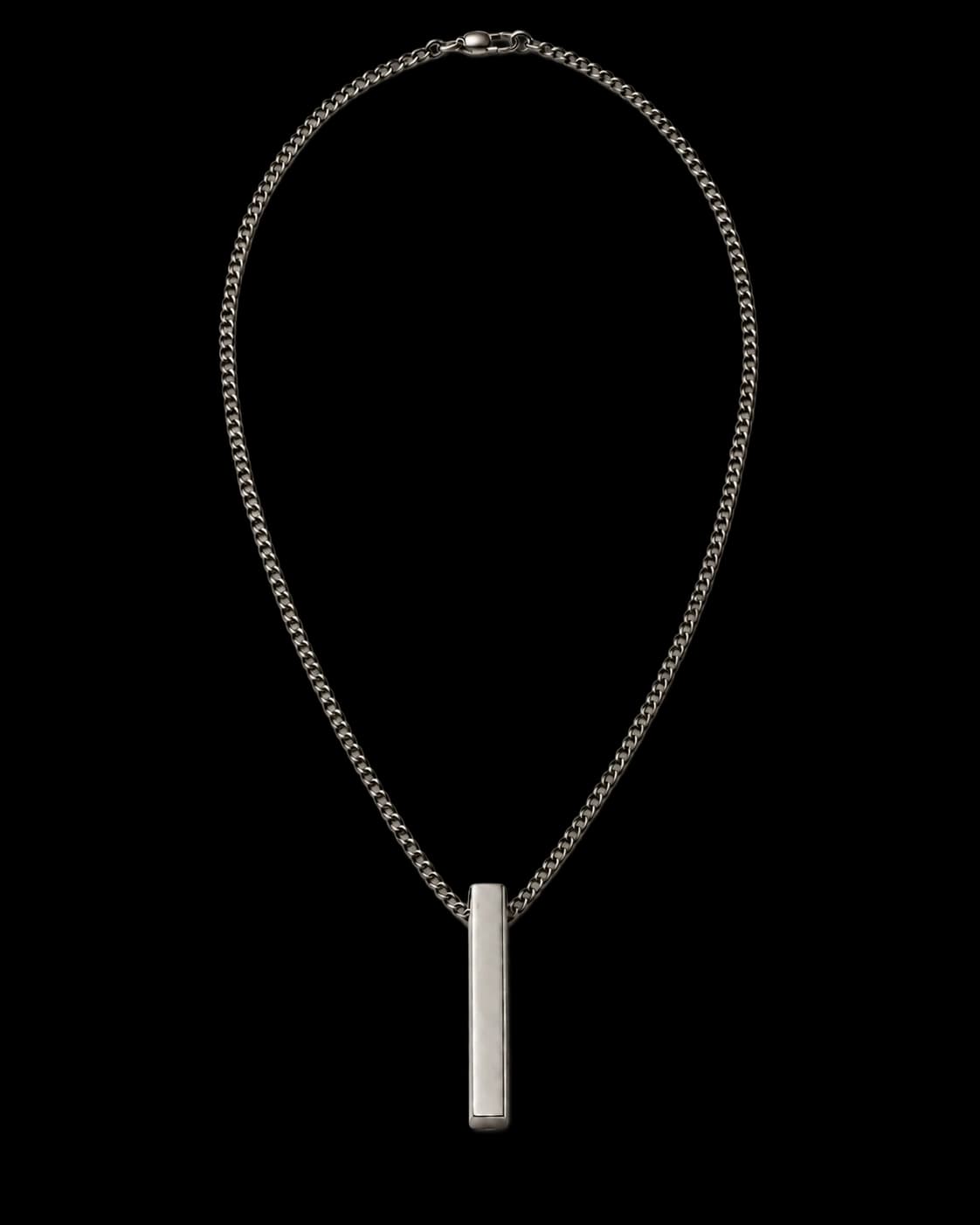 Monolith Bar Pendant, Sterling Silver — studio view