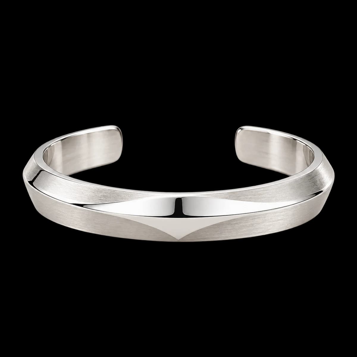 Planar Ridge Cuff, Sterling Silver — studio view