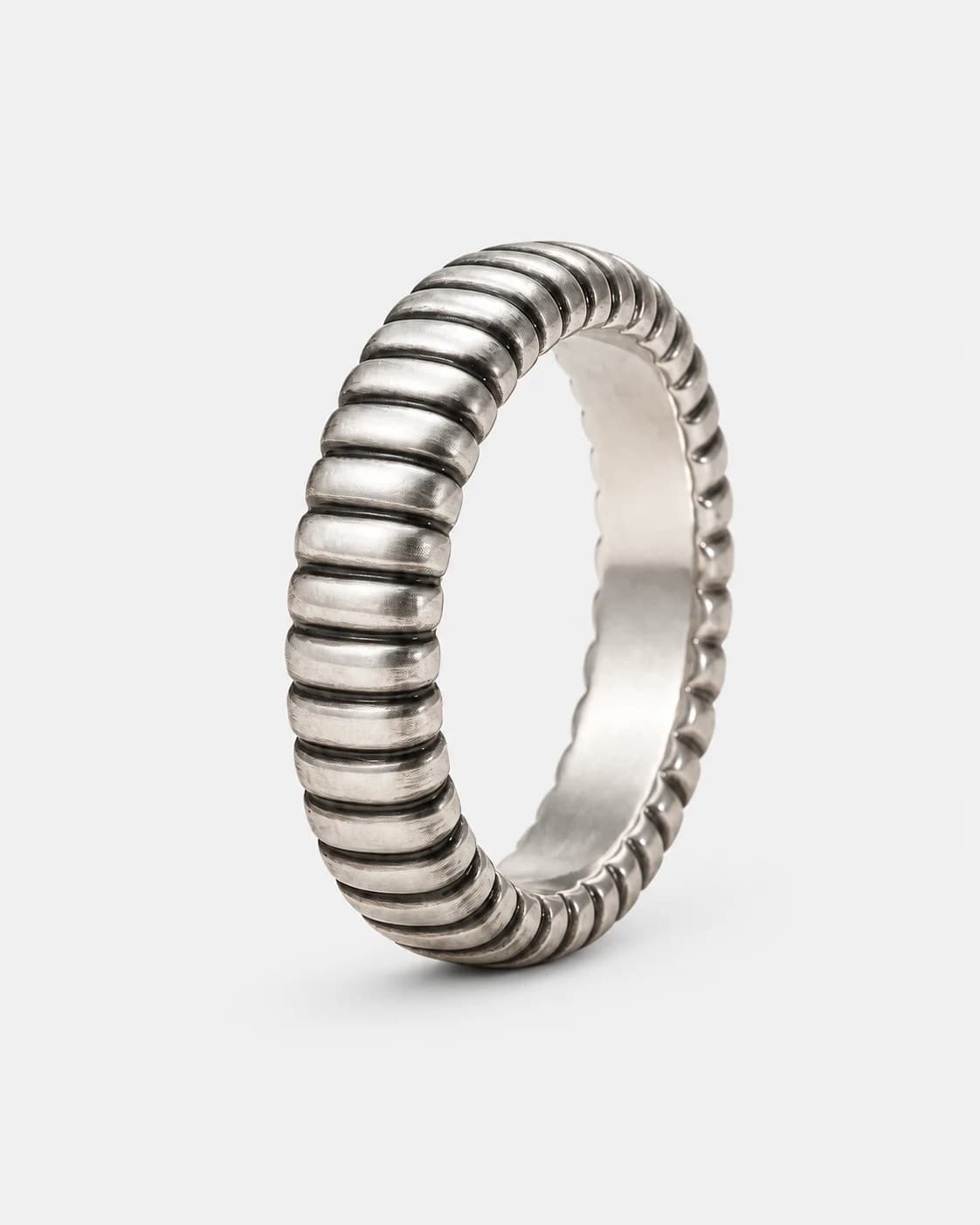 Ribbed Eternity Band, Sterling Silver — studio view