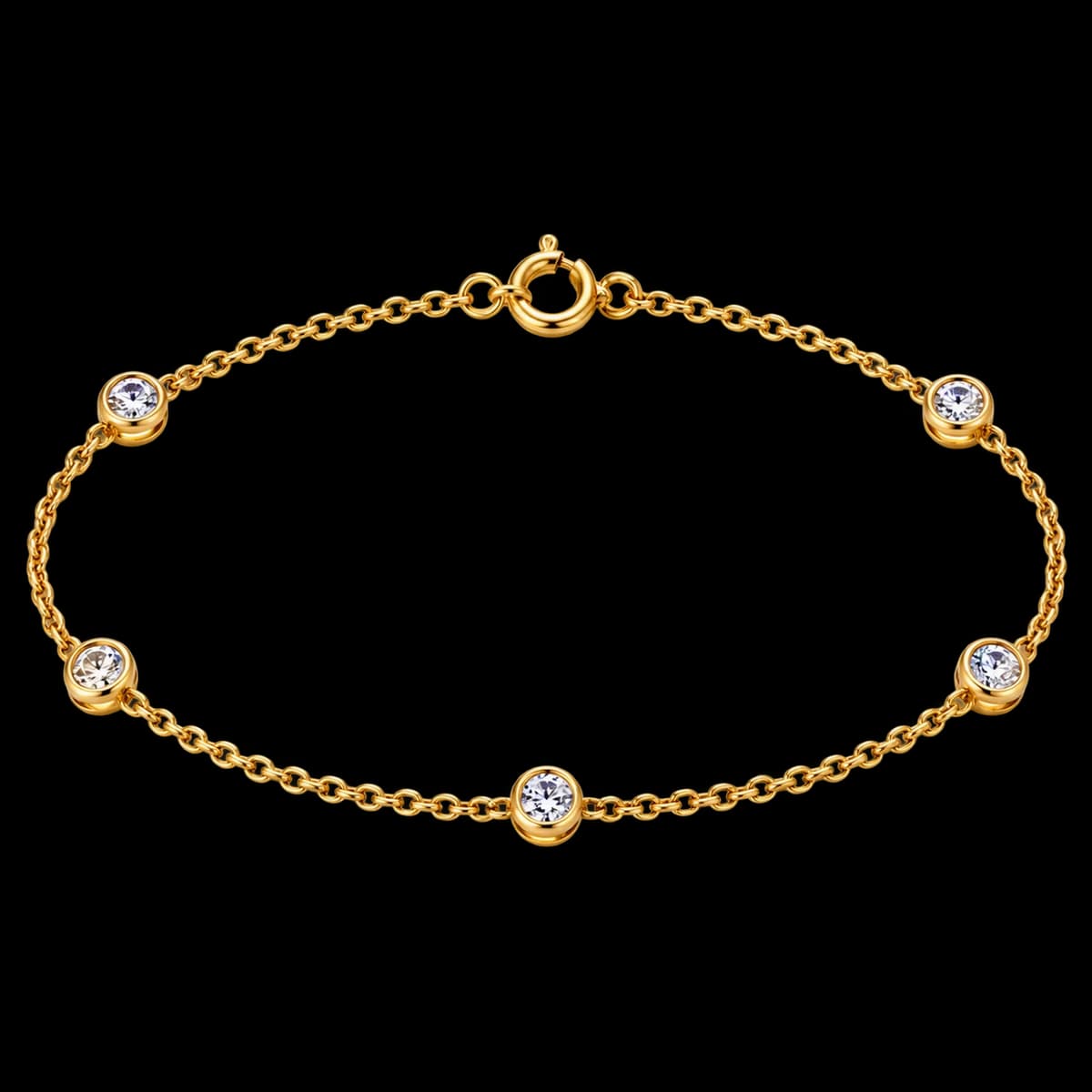 Sapphire Station Bracelet, 18k Solid Gold — studio view