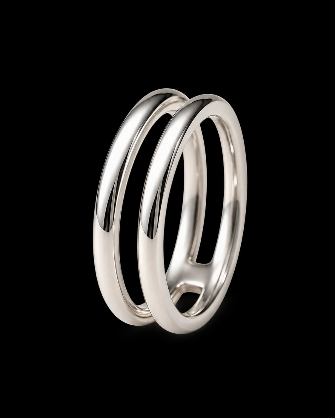 Split Gauge Ring, Sterling Silver — studio view