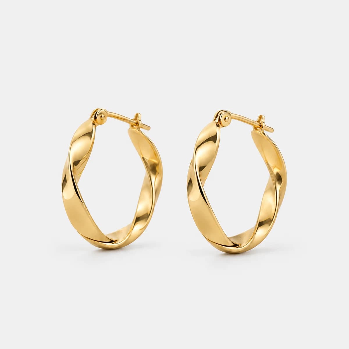 Twisted Ribbon Creoles, 18k Gold Vermeil — studio view